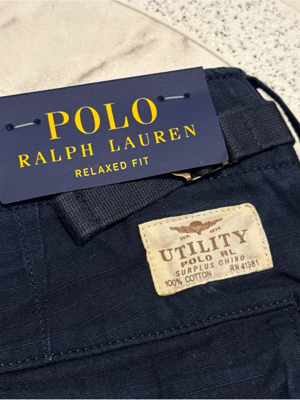 New Polo Ralph Lauren Relaxed Fit Utility Cargo Pants Aviator Navy Mens Sz 33x30